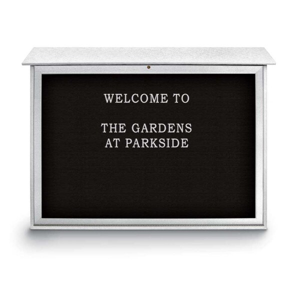Indoor Enclosed Combo Board, 42"x32", Satin Frame/Black Porc & Cobalt